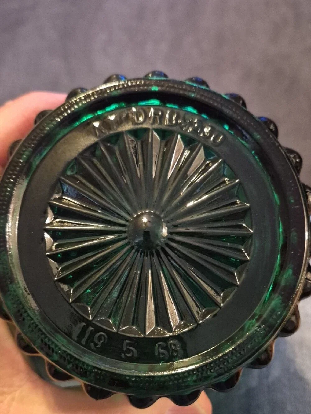 Vintage Emerald Green Decorative Jim Beam ‎  Glass Decanter Bottle 